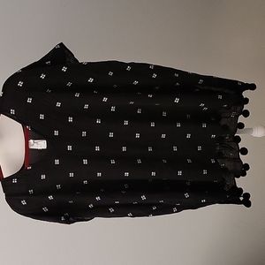 SEA FOLLY ONE SIZE BLACK W METAL EMBROIDERED ACCENTS TASSLED BOTTOM COVERUP